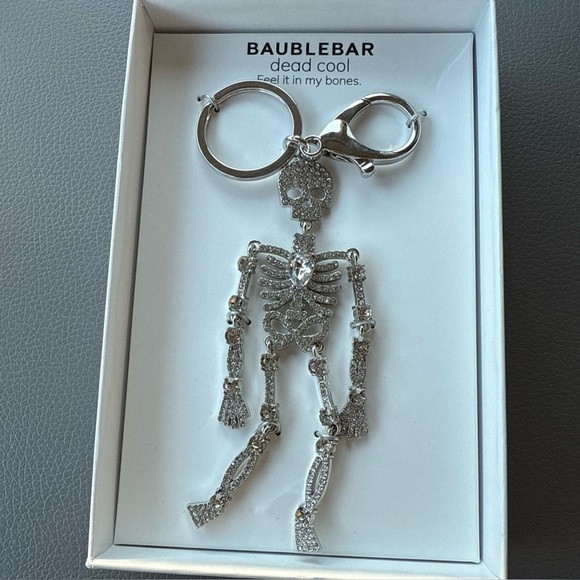 Baublebar Halloween Rhinestone Skeleton Bag Charm Keychain DEAD COOL NEW - Picture 1 of 4
